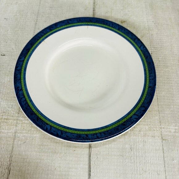 Pfaltzgraff ORLEANS Blue Green Vines Yellow Stoneware Round Saucers Set of 3 - Picture 4 of 14